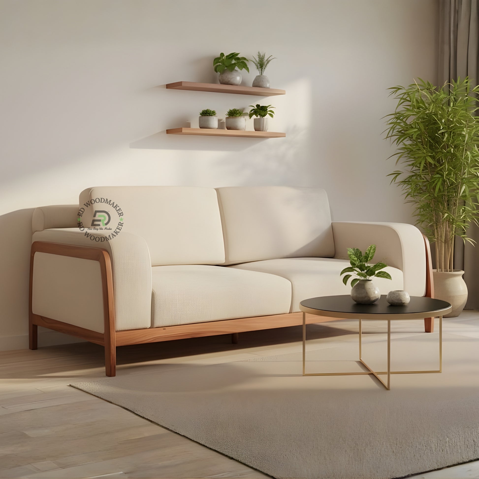 MODERN MINIMAL WOOD ARM SOFA