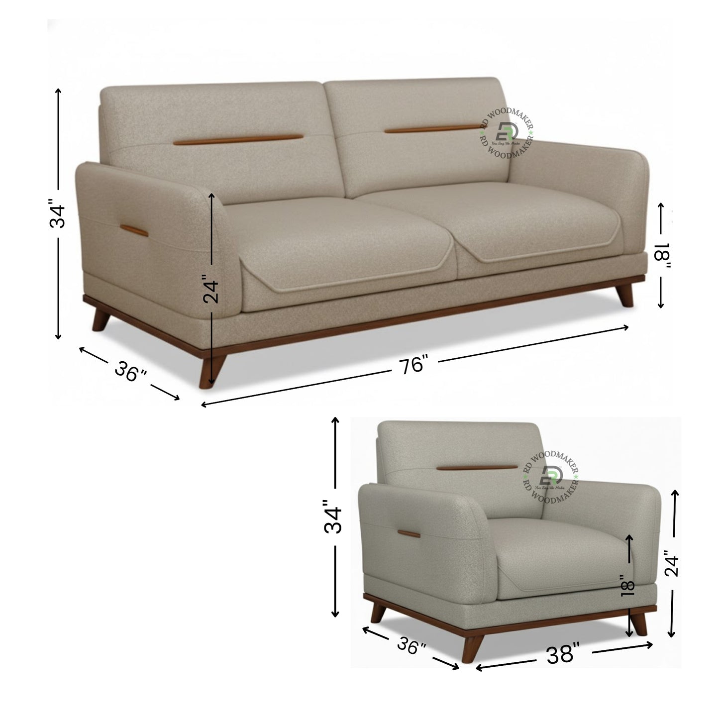 MODERN CURVED BACK BEIGE SOFA