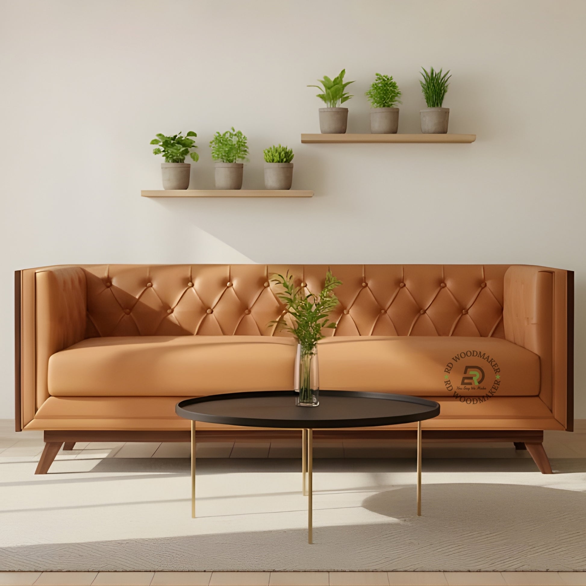 CLASSIC BROWN THREE SEATER SOFA
