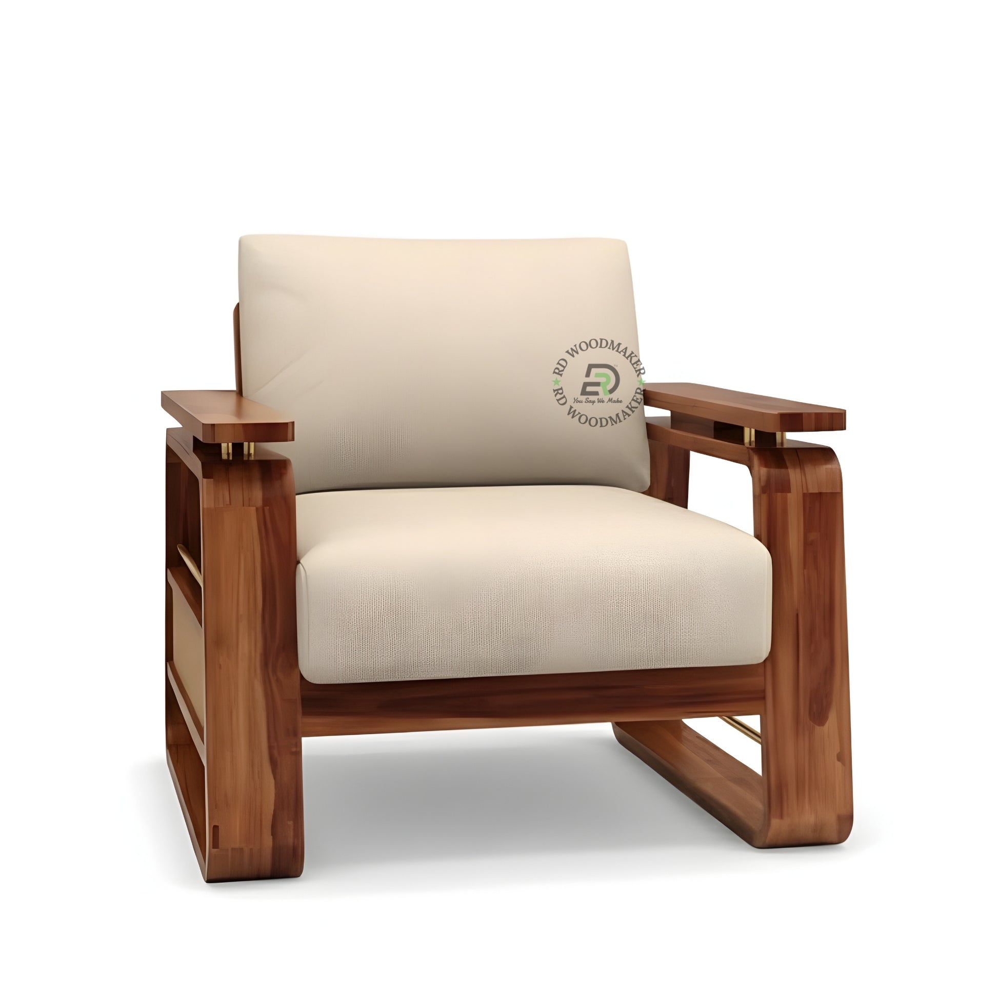 CONTEMPORARY WOODEN SOFA WITH CURVED ARM DESIGN