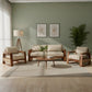 CONTEMPORARY WOODEN SOFA WITH CURVED ARM DESIGN