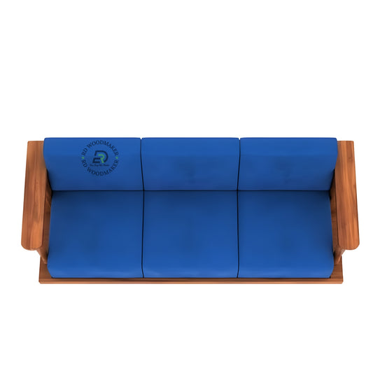 MODERN BLUE THREE SEATER WOODEN SOFA