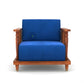 MODERN BLUE THREE SEATER WOODEN SOFA