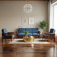 MODERN BLUE THREE SEATER WOODEN SOFA
