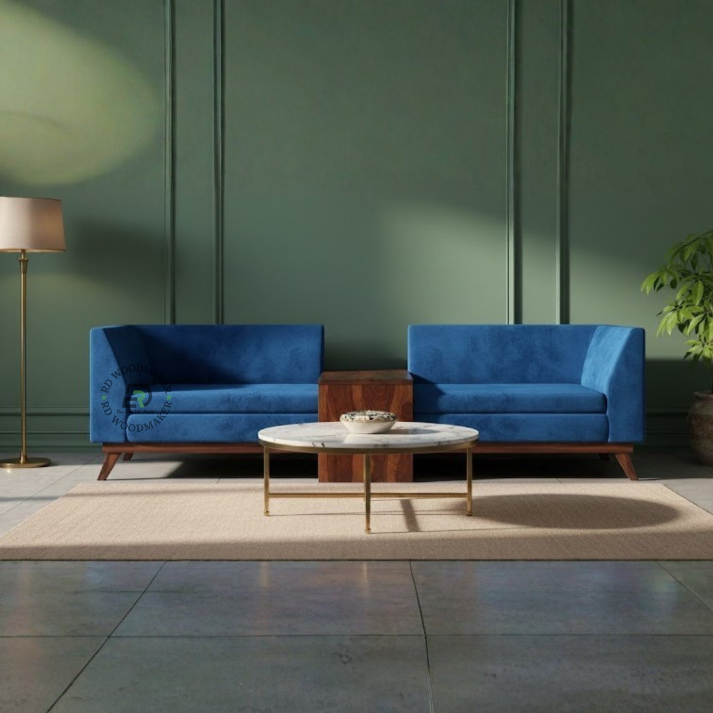 MODERN MINIMAL BLUE COMPACT SOFA