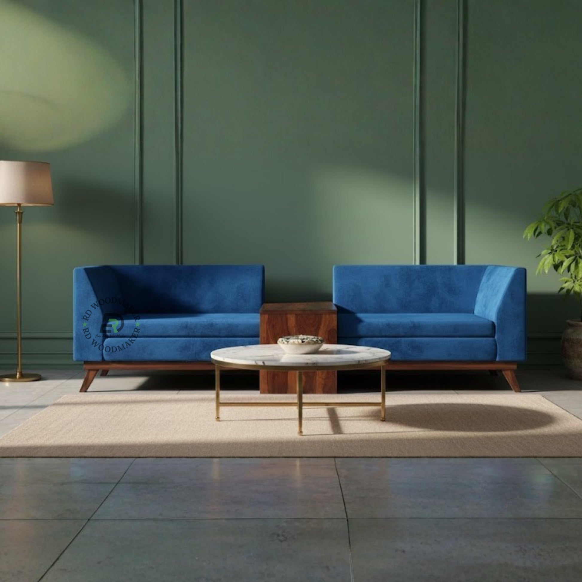 MODERN MINIMAL BLUE COMPACT SOFA