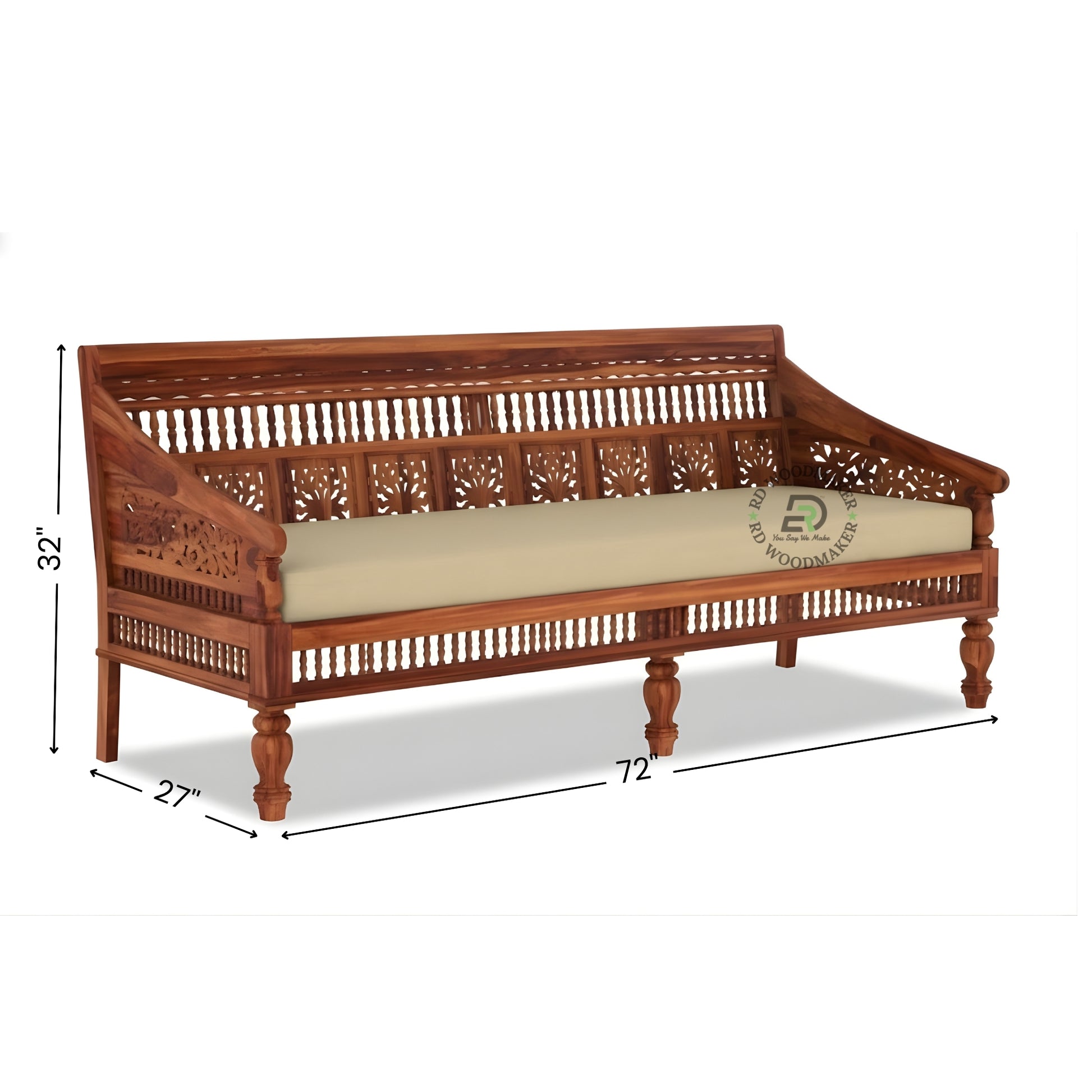 ROYAL CARVED WOODEN DIWAN SOFA WITH BACK REST