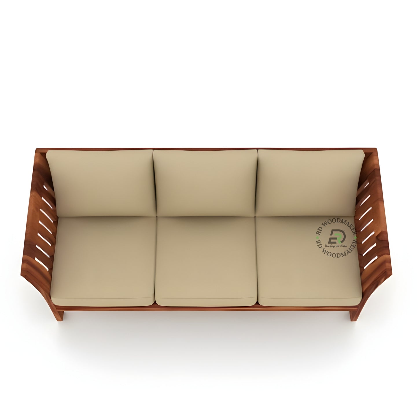 MODERN CURVED WOODEN FRAME 3 SEATER SOFA SET