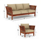 MODERN CURVED WOODEN FRAME 3 SEATER SOFA SET