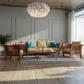 MODERN CURVED WOODEN FRAME 3 SEATER SOFA SET