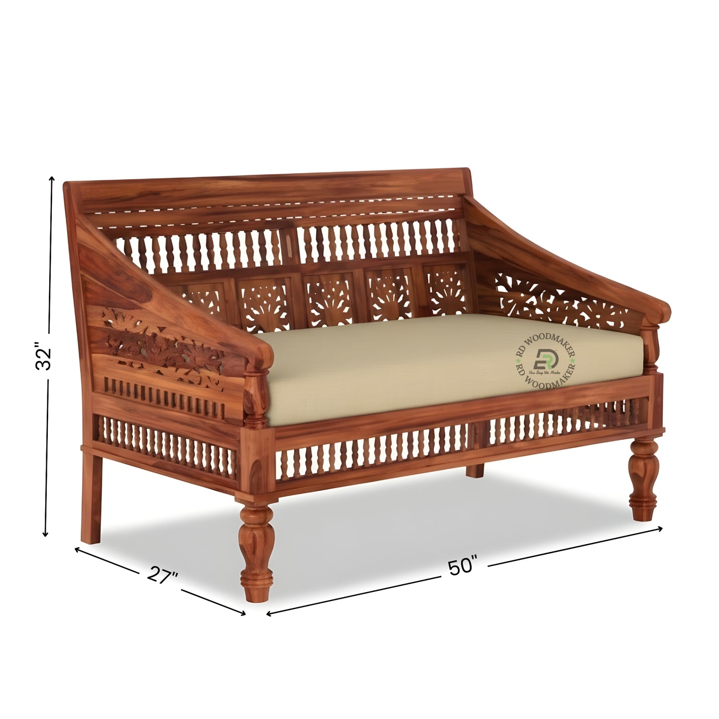 TRADITIONAL HANDCRAFTED WOODEN BENCH SOFA