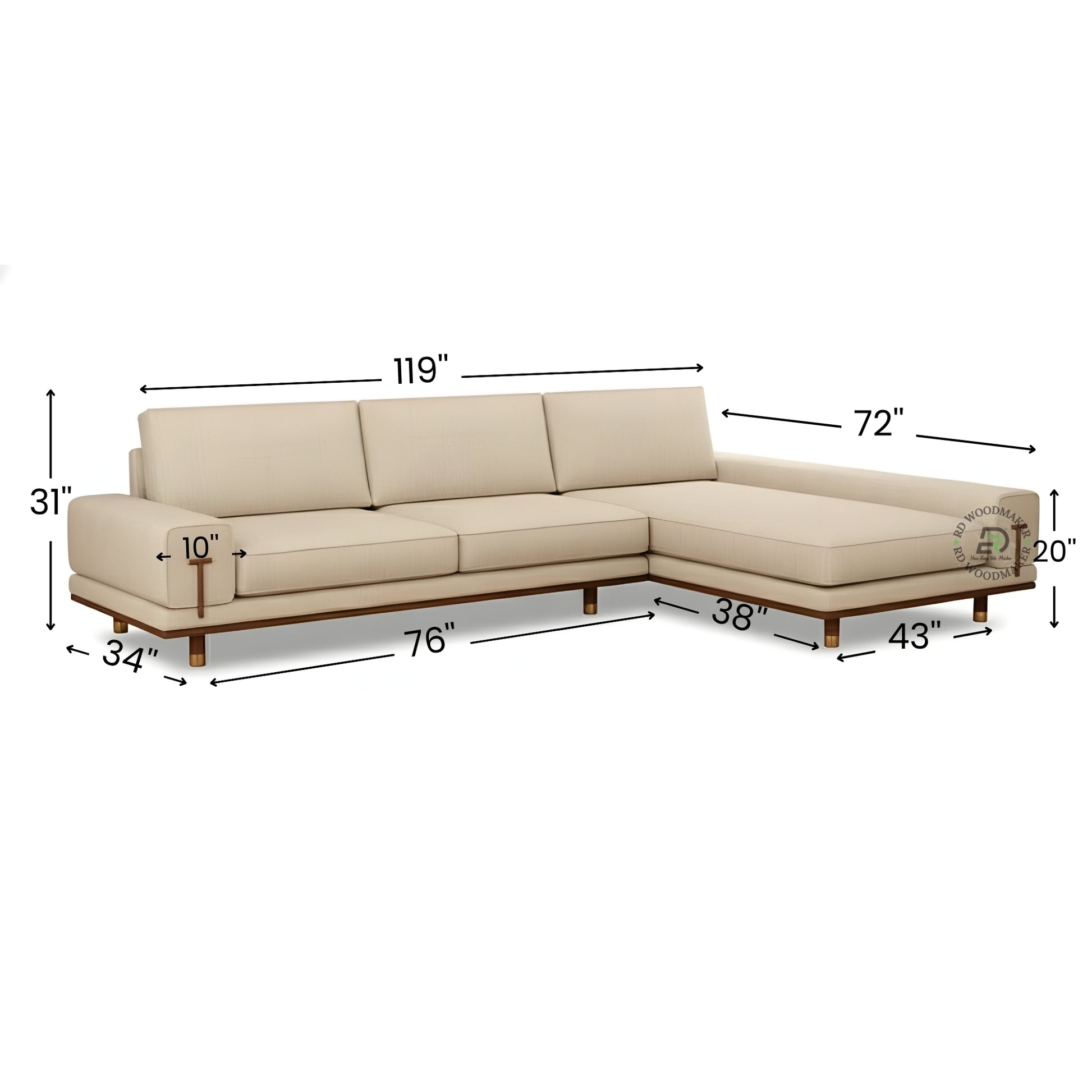 MODERN L SHAPED SECTIONAL SOFA WITH CHAISE
