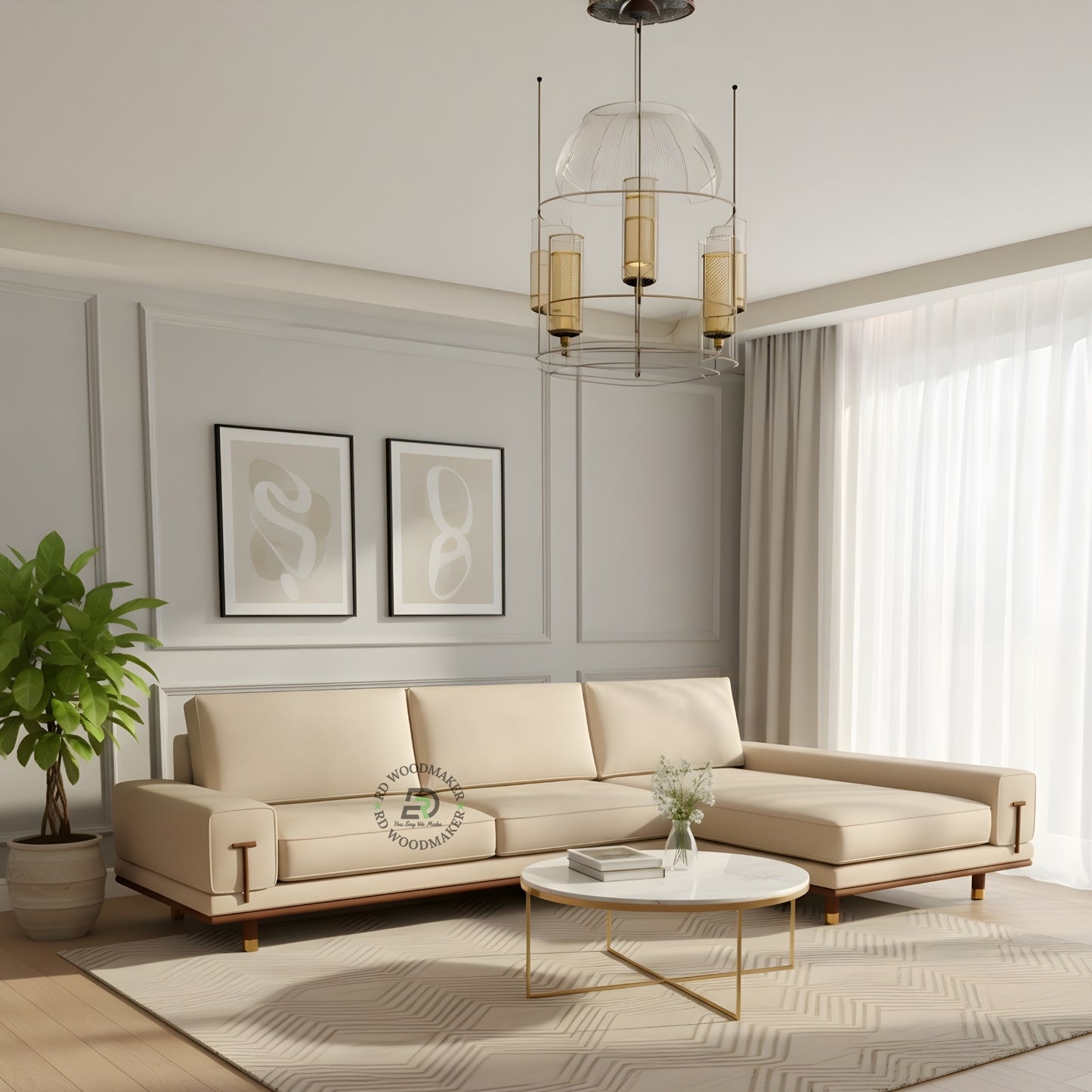 MODERN L SHAPED SECTIONAL SOFA WITH CHAISE