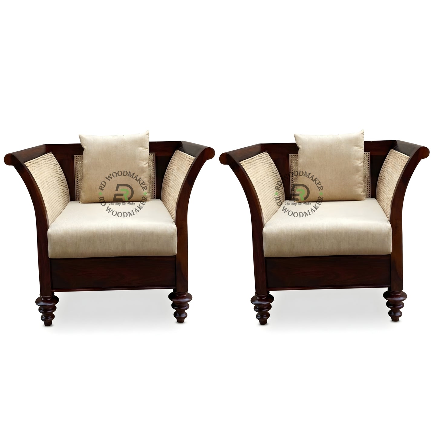 CLASSIC CANE BACK WOODEN SOFA WITH CURVED ARMS