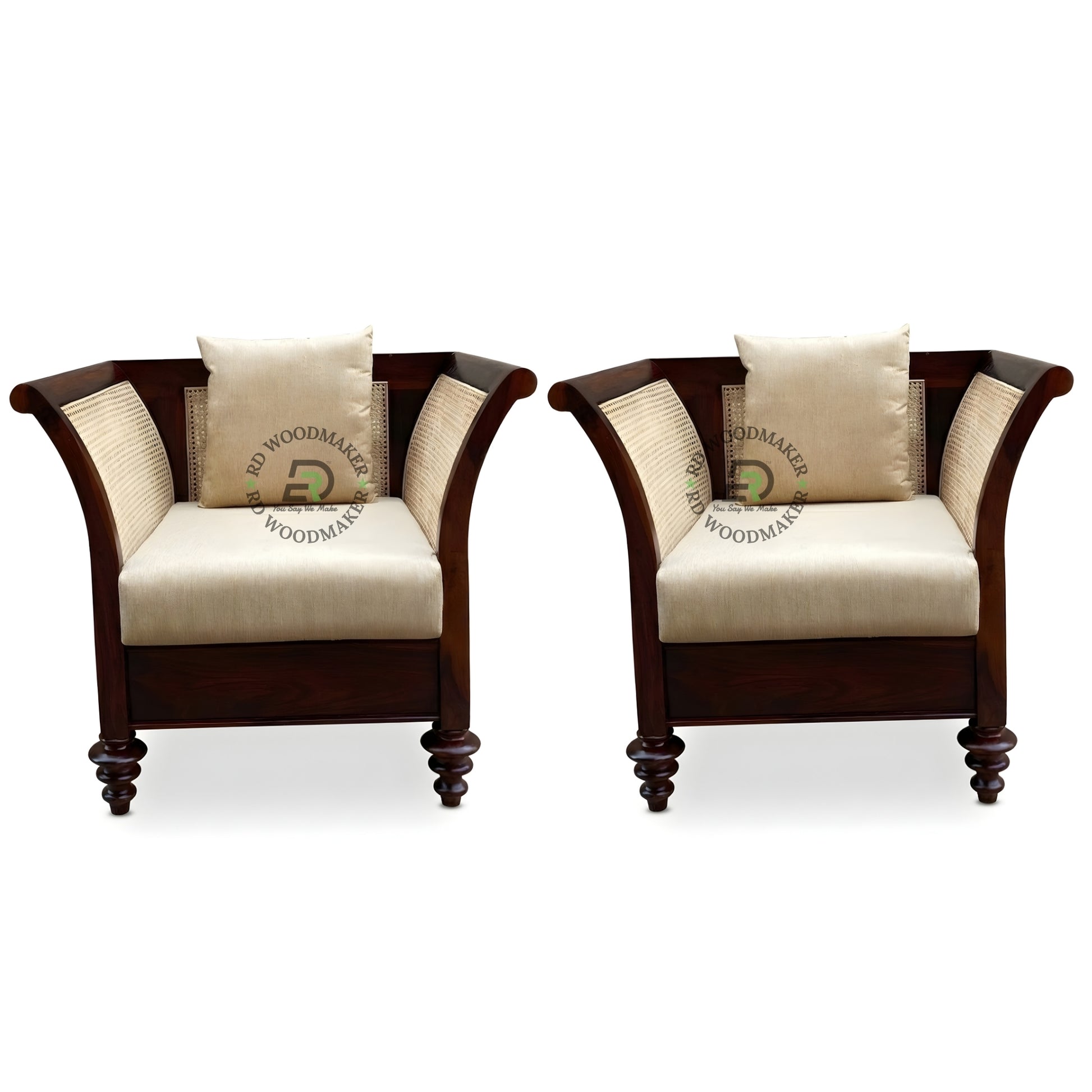 CLASSIC CANE BACK WOODEN SOFA WITH CURVED ARMS