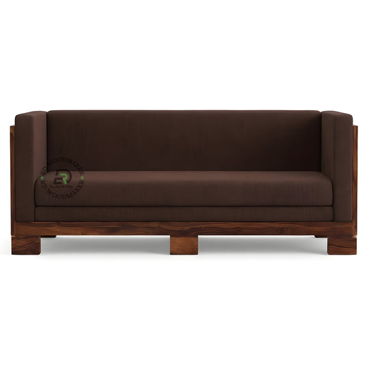 MODERN MINIMAL WOODEN SOFA WITH FULL BACK CUSHION