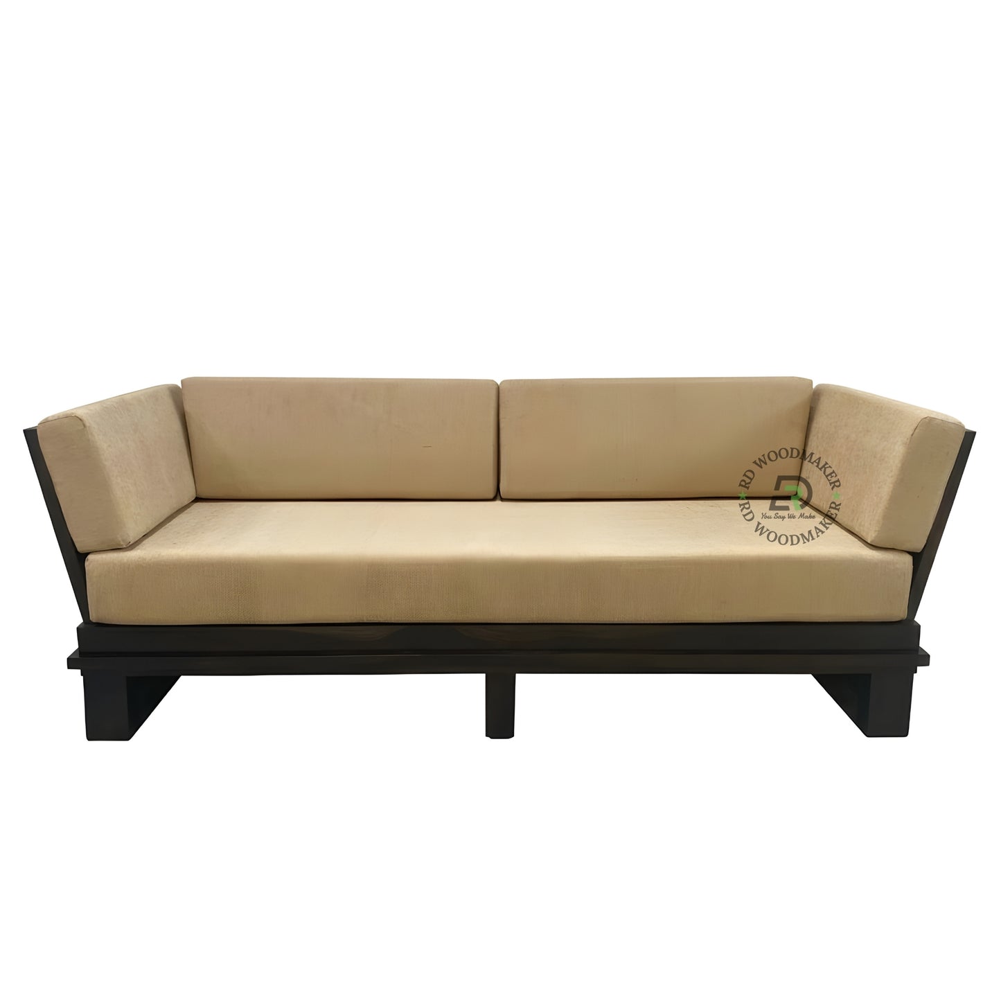 CONTEMPORARY LOW BASE WOODEN SOFA WITH SIDE BACK SUPPORT