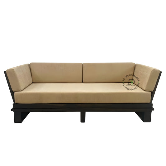 CONTEMPORARY LOW BASE WOODEN SOFA WITH SIDE BACK SUPPORT