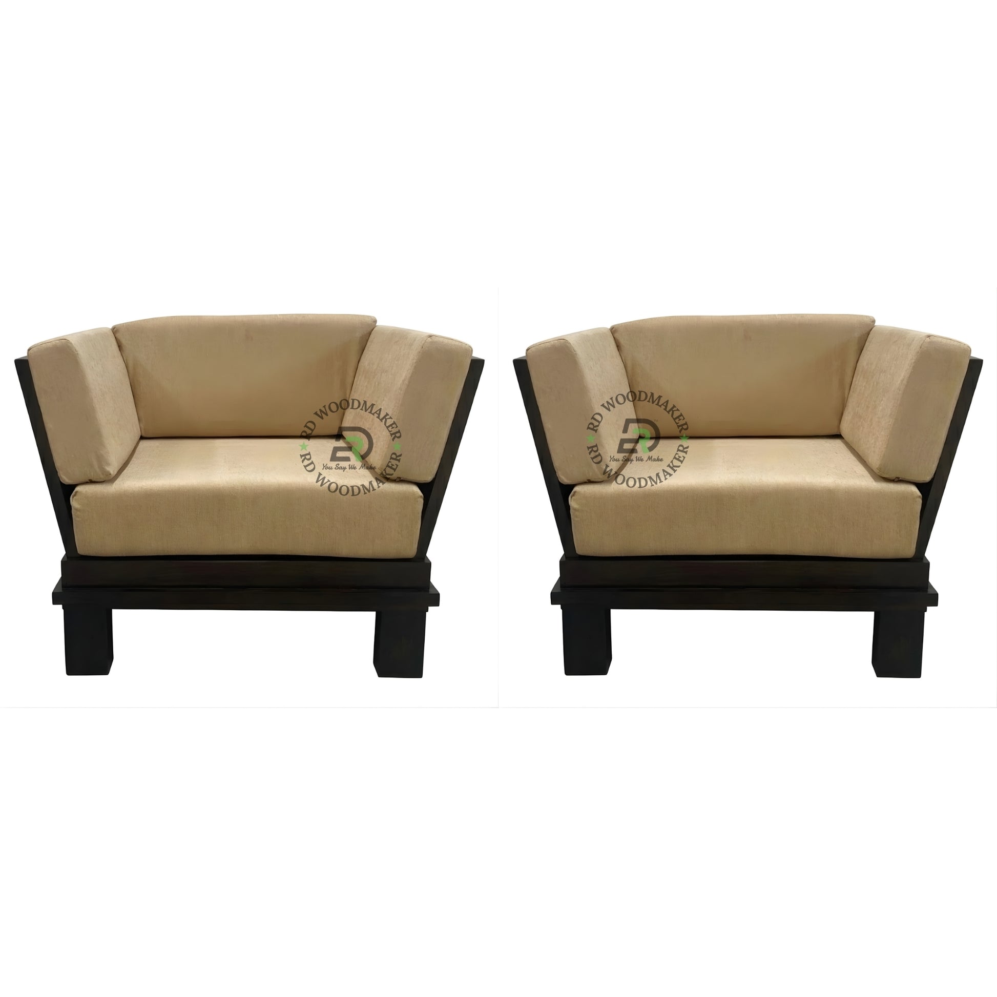 CONTEMPORARY LOW BASE WOODEN SOFA WITH SIDE BACK SUPPORT