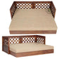 TRADITIONAL JALI DESIGN WOODEN SOFA CUM BED WITH STORAGE