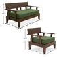 MODERN WOODEN SOFA SET WITH GREEN CUSHIONS AND ARMREST