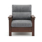 CONTEMPORARY WOODEN SOFA SET WITH GREY UPHOLSTERY