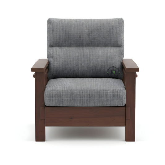CONTEMPORARY WOODEN SOFA SET WITH GREY UPHOLSTERY