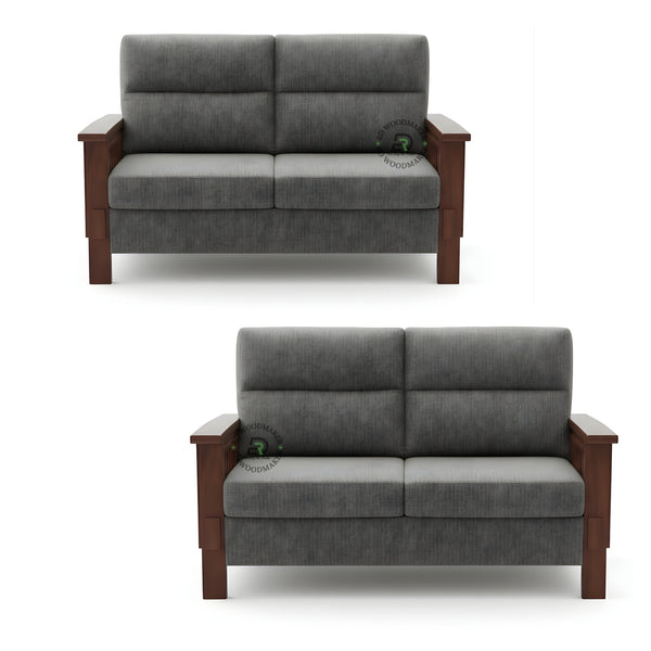 CONTEMPORARY WOODEN SOFA SET WITH GREY UPHOLSTERY 2+1+1