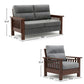 CONTEMPORARY WOODEN SOFA SET WITH GREY UPHOLSTERY