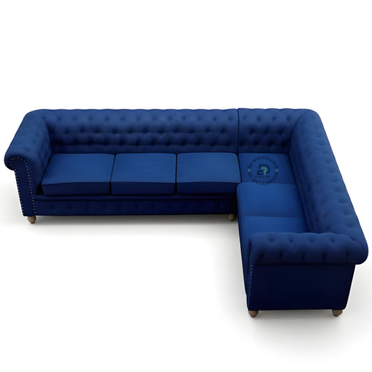 LUXURY L SHAPE BLUE VELVET SECTIONAL SOFA
