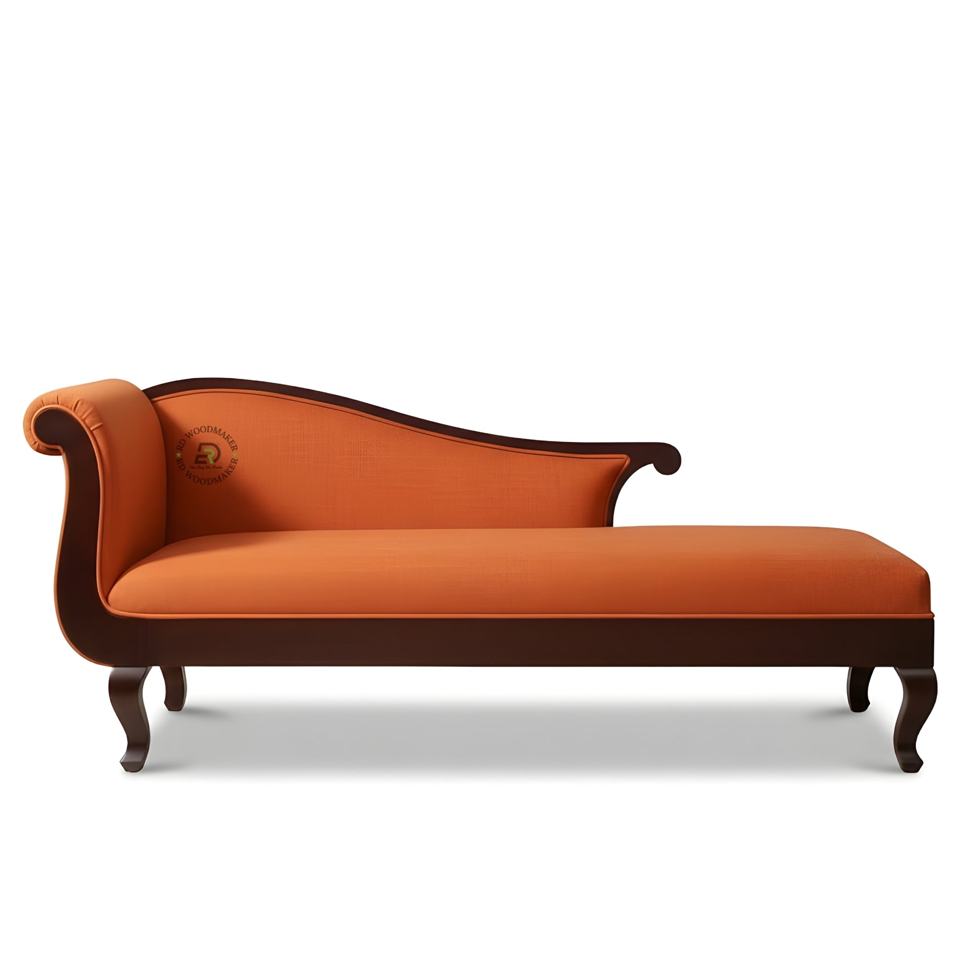 CLASSIC ORANGE UPHOLSTERED WOODEN CHAISE LOUNGE