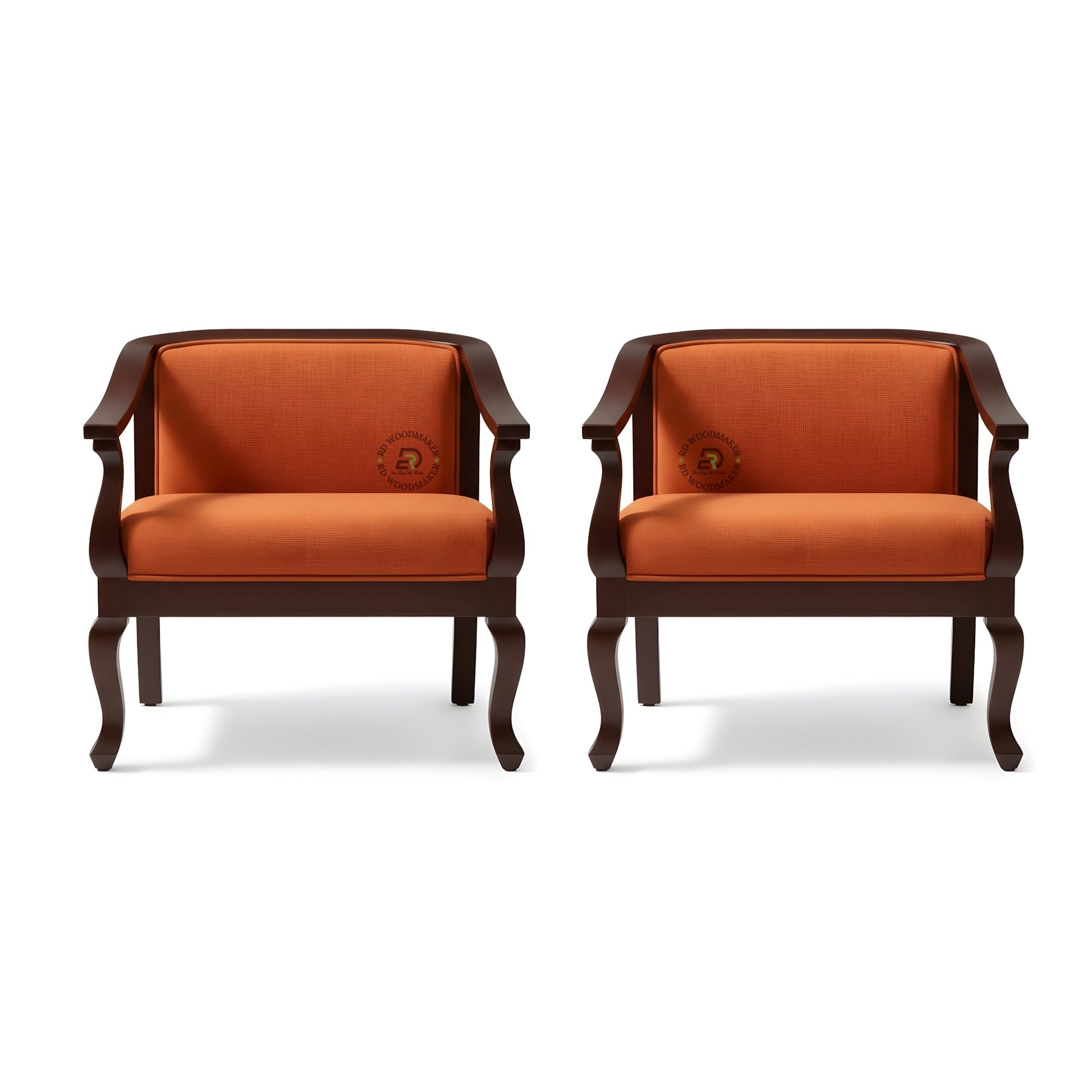 CLASSIC ORANGE UPHOLSTERED WOODEN CHAISE LOUNGE
