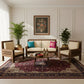 HANDCRAFTED STUDDED WOODEN 2 SEATER SOFA WITH BEIGE CUSHIONS