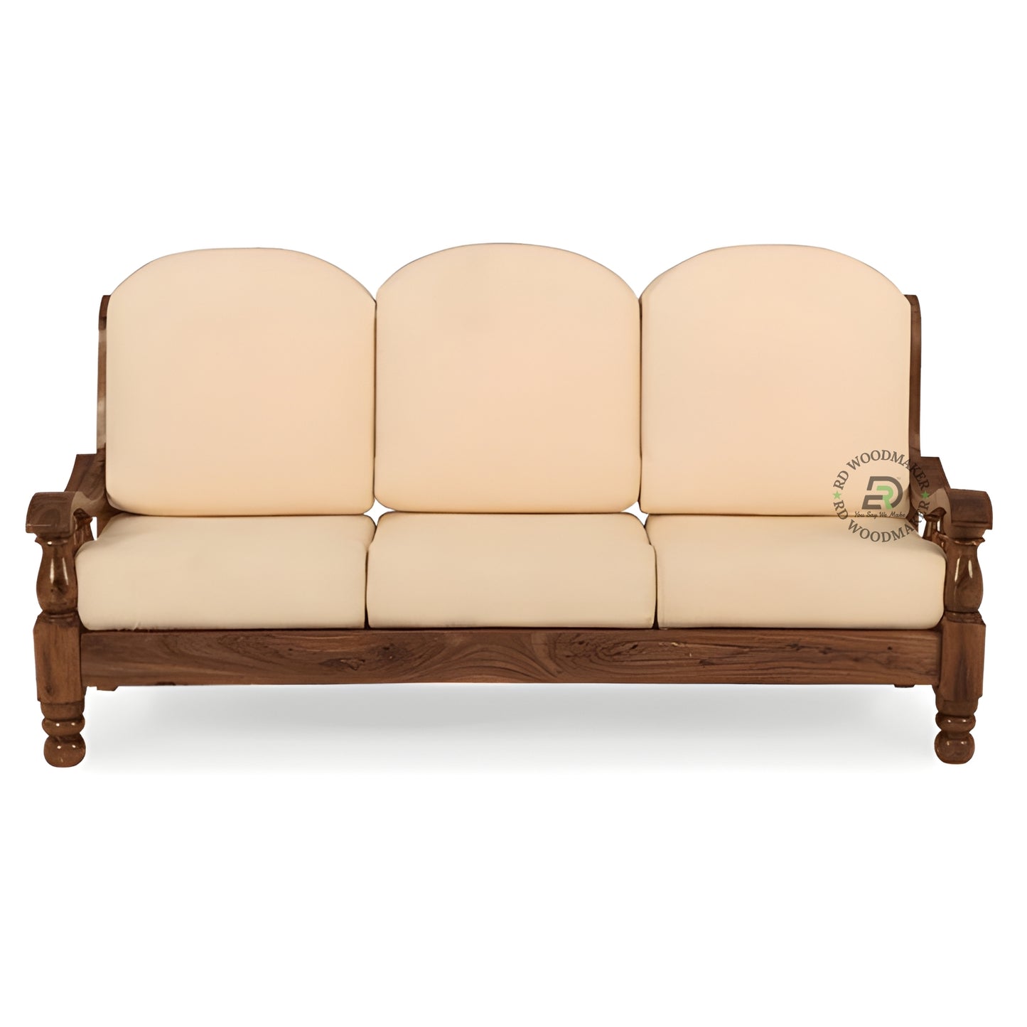 TRADITIONAL TURNED LEG WOODEN 3 SEATER SOFA