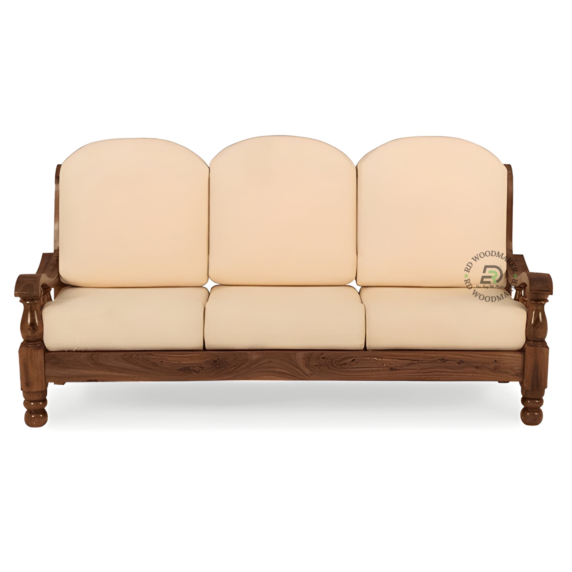 TRADITIONAL TURNED LEG WOODEN 3 SEATER SOFA