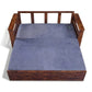 BRICK PATTERN SOLID WOOD SOFA CUM BED WITH GREY CUSHIONS