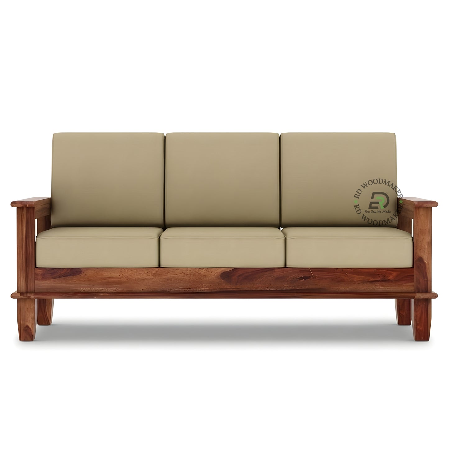 MINIMALIST STRAIGHT ARM WOODEN 3 SEATER SOFA