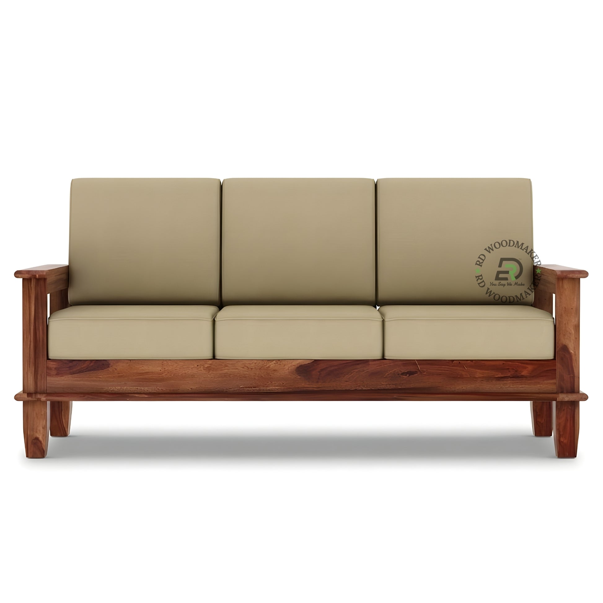 MINIMALIST STRAIGHT ARM WOODEN 3 SEATER SOFA