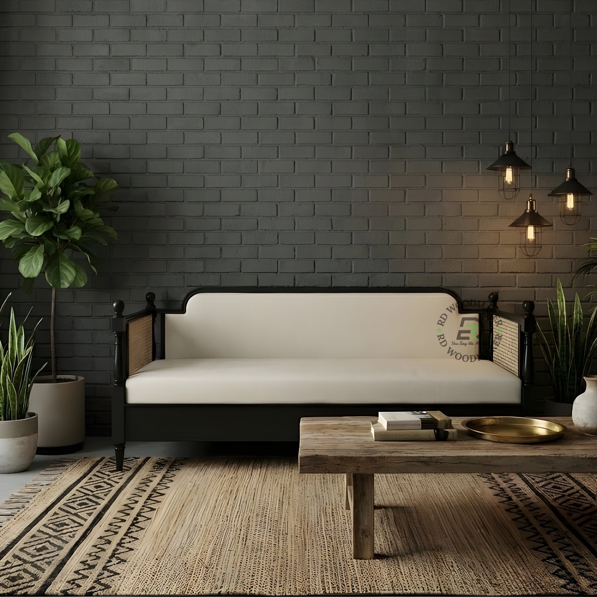 TRADITIONAL CANE SIDE WOODEN 3 SEATER SOFA