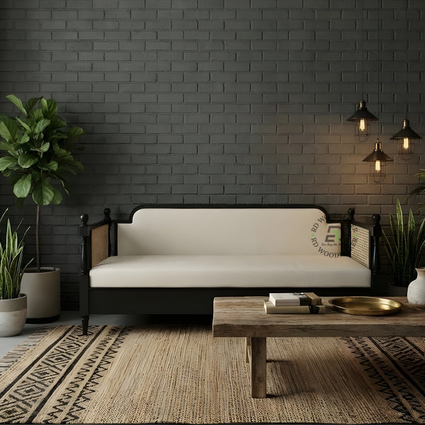 TRADITIONAL CANE SIDE WOODEN 3 SEATER SOFA