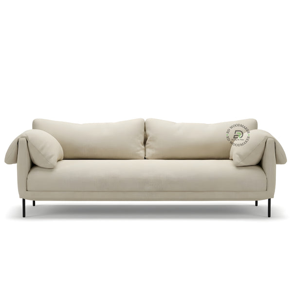 MODERN BEIGE FABRIC 3 SEATER SOFA WITH METAL LEGS