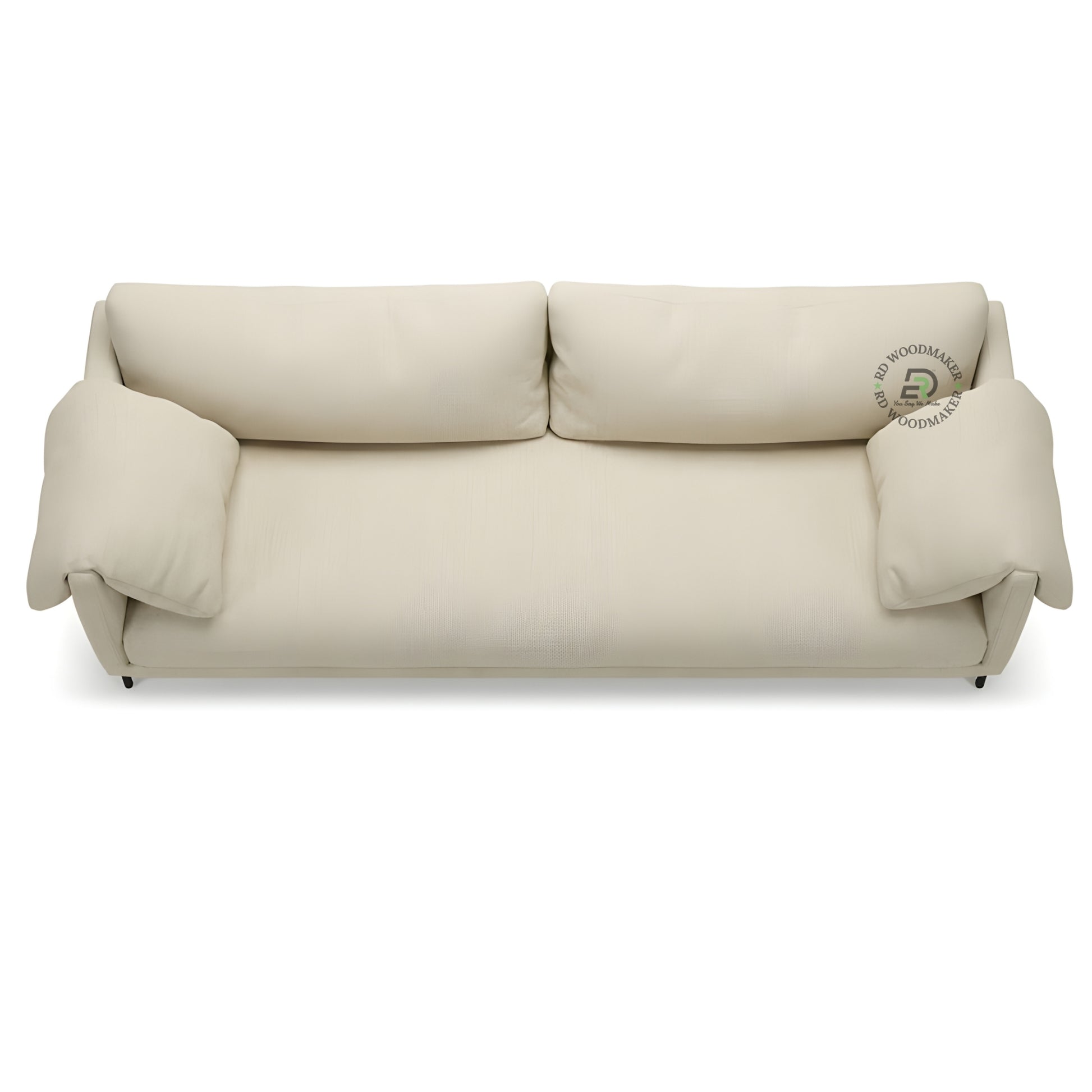  MODERN BEIGE FABRIC 3 SEATER SOFA WITH METAL LEGS