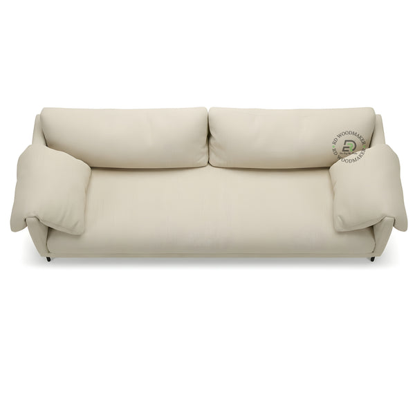 MODERN BEIGE FABRIC 3 SEATER SOFA WITH METAL LEGS