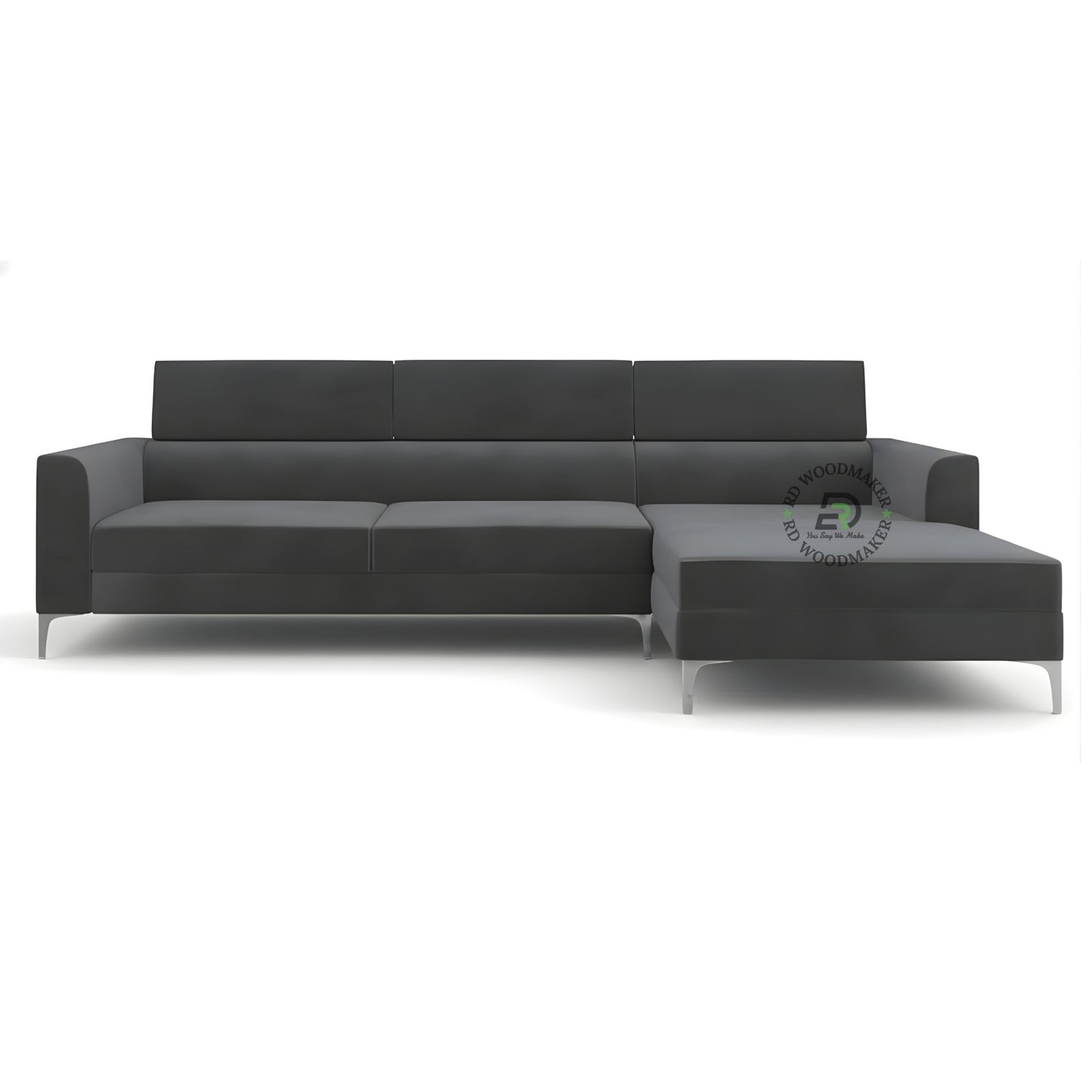 MODERN GREY L SHAPE SECTIONAL SOFA WITH METAL LEGS