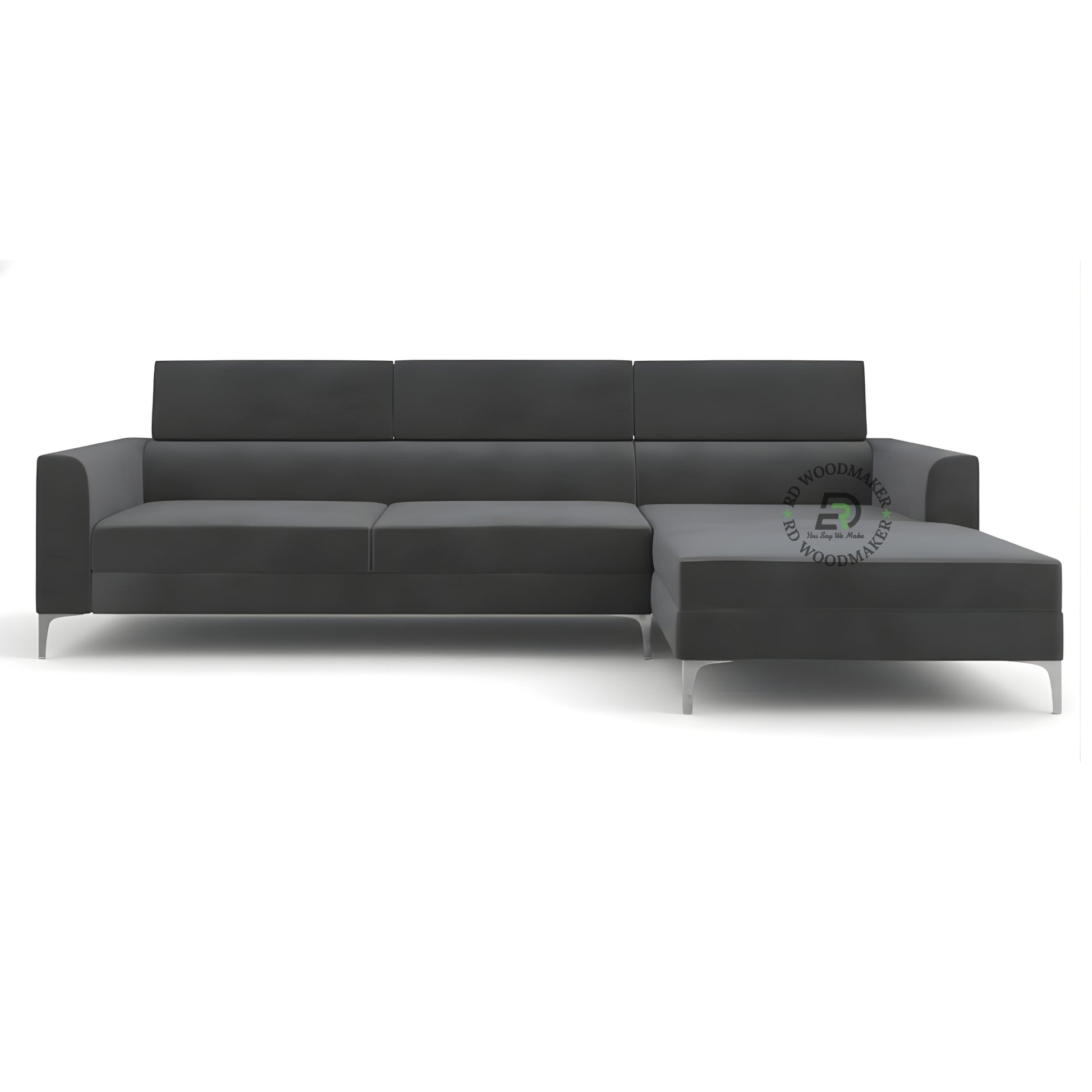 MODERN GREY L SHAPE SECTIONAL SOFA WITH METAL LEGS