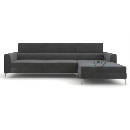 MODERN GREY L SHAPE SECTIONAL SOFA WITH METAL LEGS