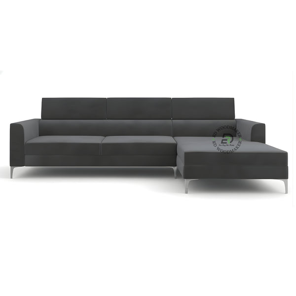 MODERN GREY L SHAPE SECTIONAL SOFA WITH METAL LEGS