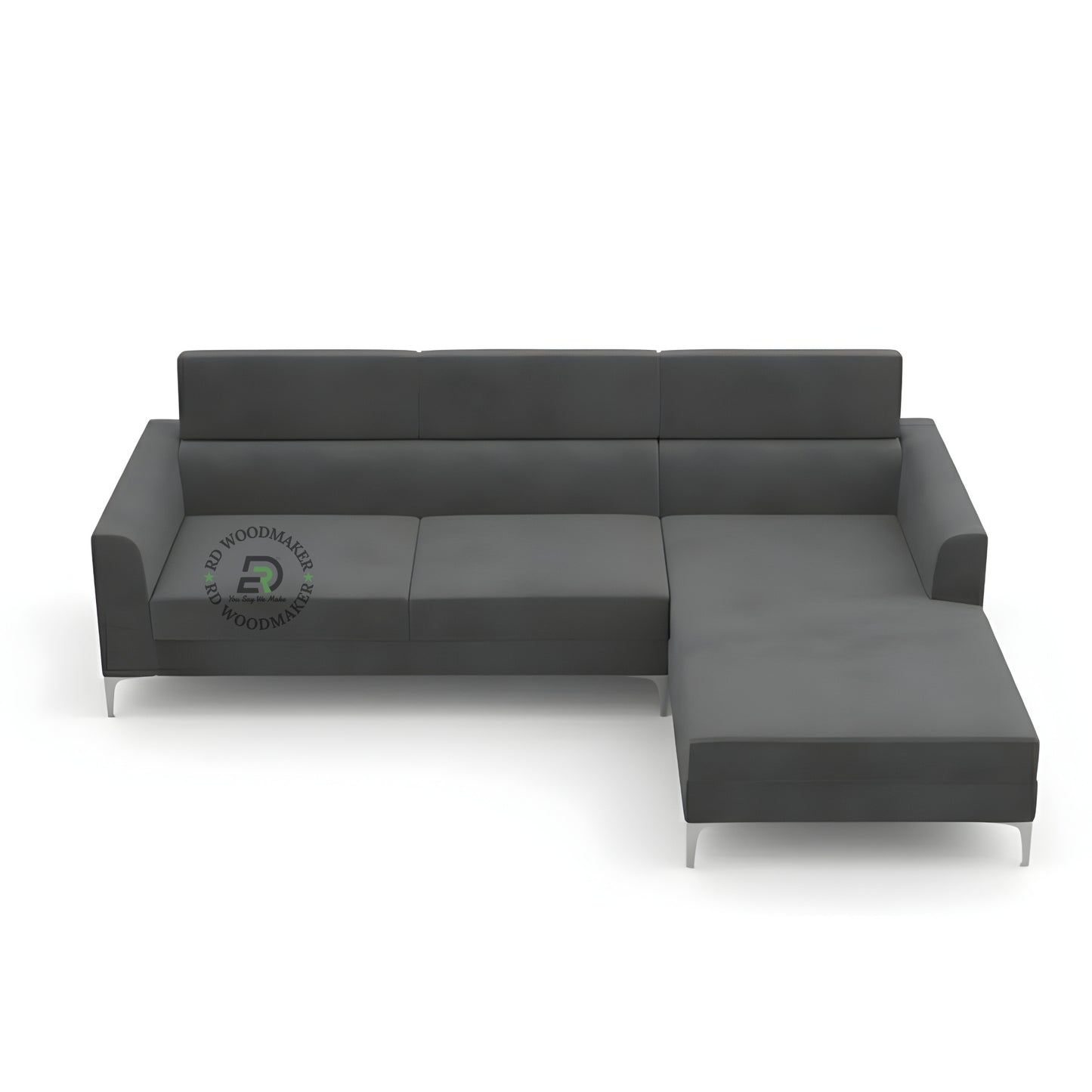 MODERN GREY L SHAPE SECTIONAL SOFA WITH METAL LEGS