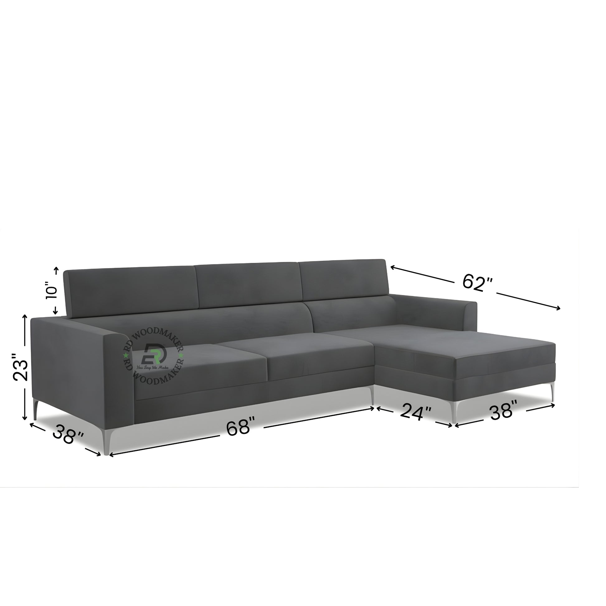 MODERN GREY L SHAPE SECTIONAL SOFA WITH METAL LEGS