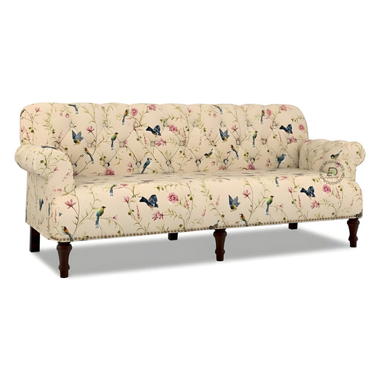 CONTEMPORARY 2 SEATER SOFA WITH WOOD PANELS